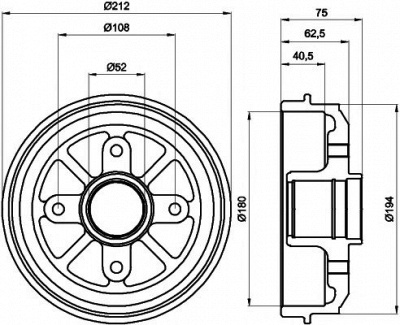 HELLA PAGID 8dt355301311 -  Тормозной барабан